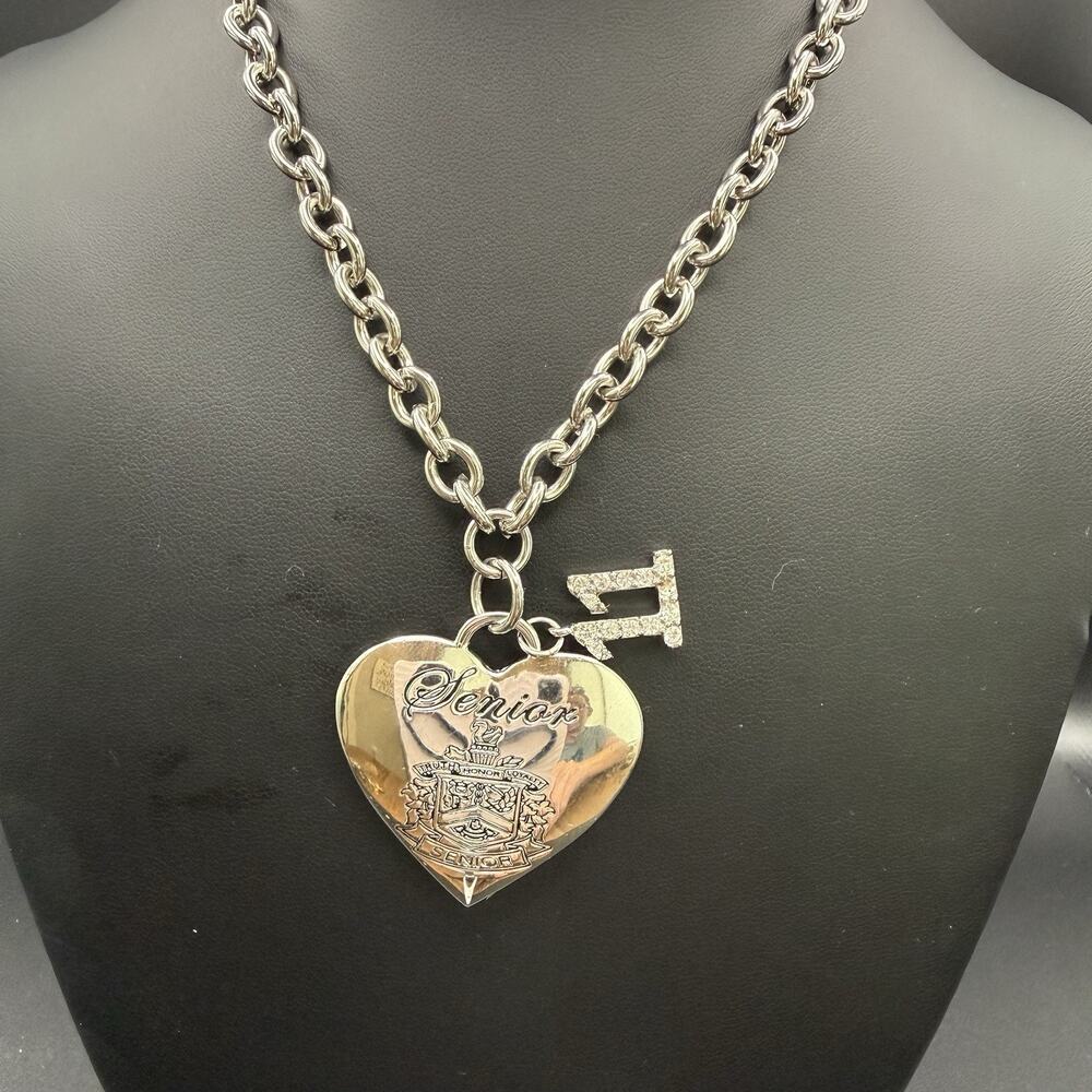 Jostens 2011 Senior Class Heart Crest Charm Necklace As Is Missing 1 Stone
